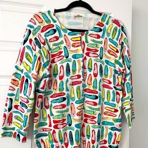 Talbots 100% cotton button front crew neck cardigan. For the shoe lover!